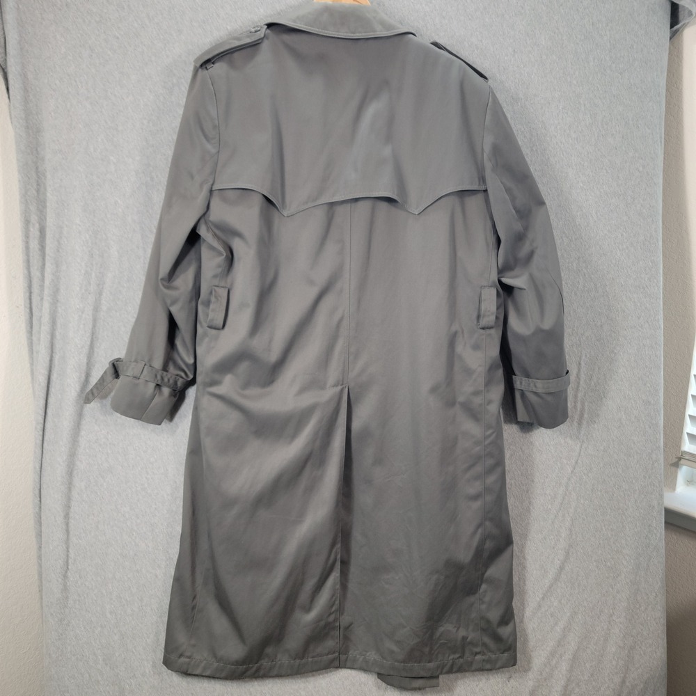 Vintage Towne London Fog Trench Coat Men 44 Gray Double Breasted Dark Academia - Picture 12 of 16